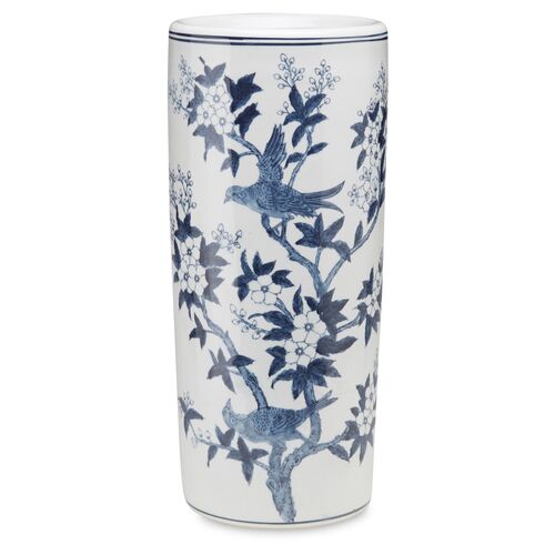 18" Bird Umbrella Stand, Blue/White