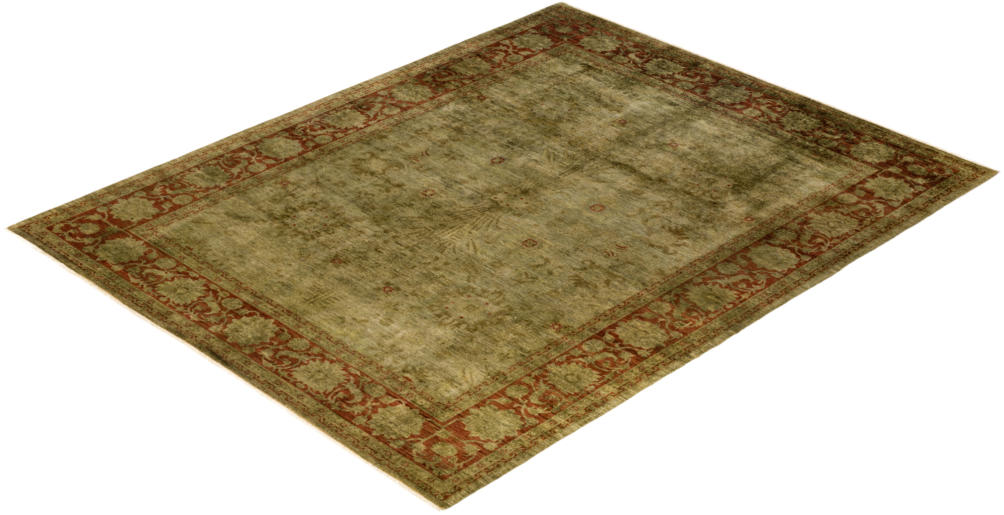 One-of-a-Kind Hand-Knotted Green Rug, 9'2" x 11'8" 8 One-of-a-Kind Hand-Knotted Green Rug, 9'2" x 11'8"