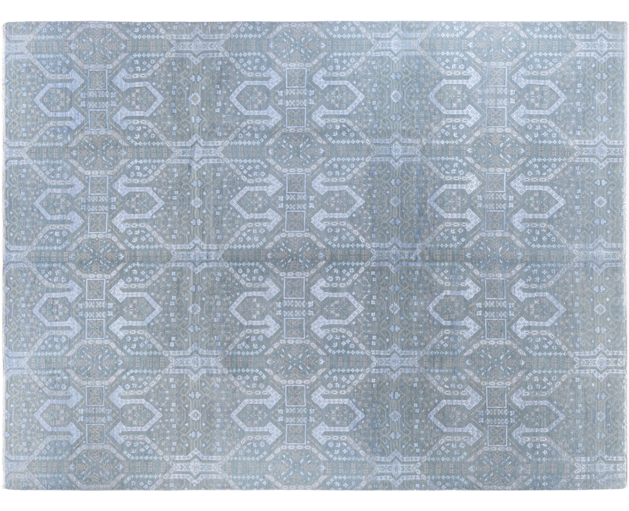 One-of-a-Kind Hand-Knotted Ikat Beige Rug, 9' x 11'10" 1 One-of-a-Kind Hand-Knotted Ikat Beige Rug, 9' x 11'10"