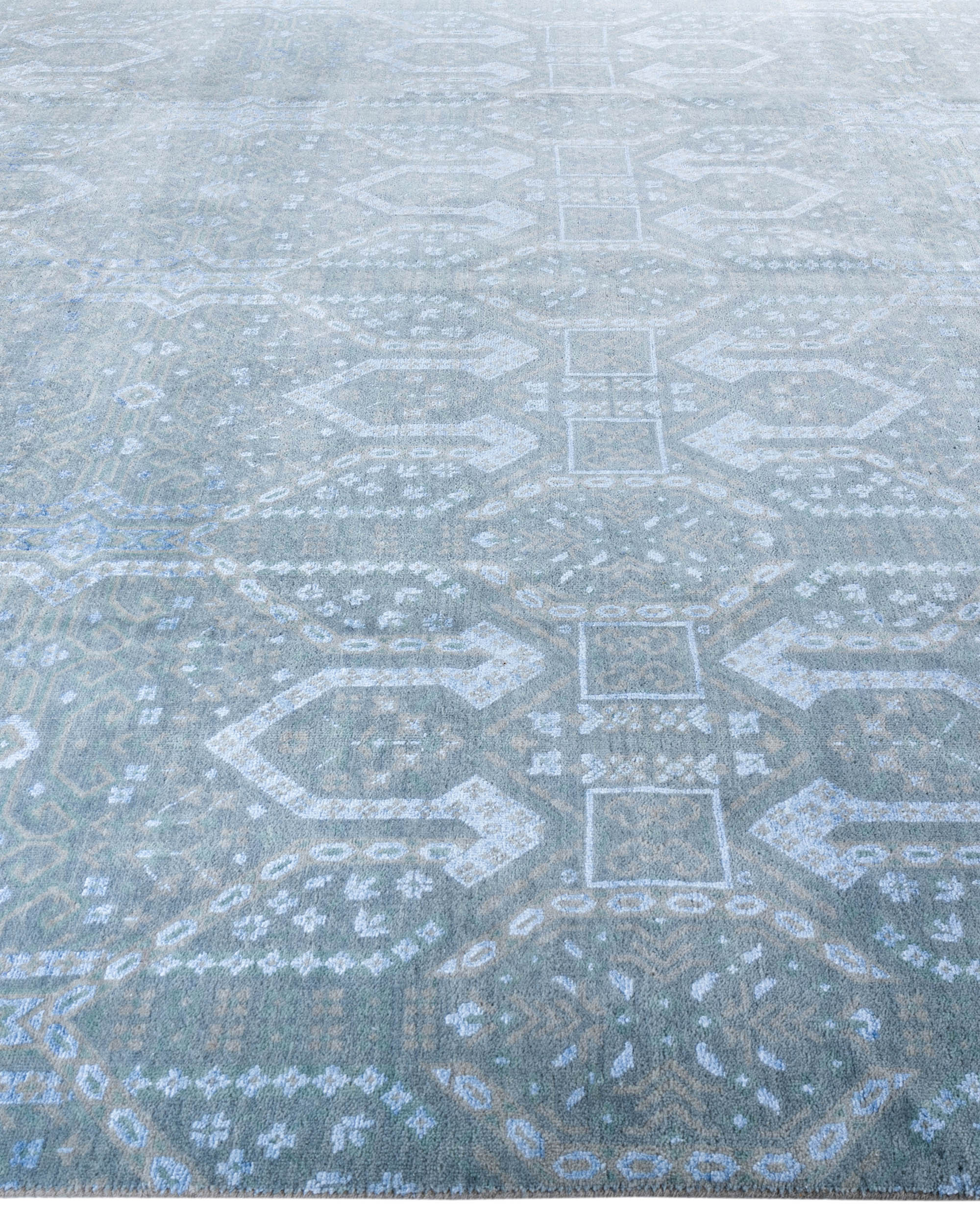 One-of-a-Kind Hand-Knotted Ikat Beige Rug, 9' x 11'10" 4 One-of-a-Kind Hand-Knotted Ikat Beige Rug, 9' x 11'10"