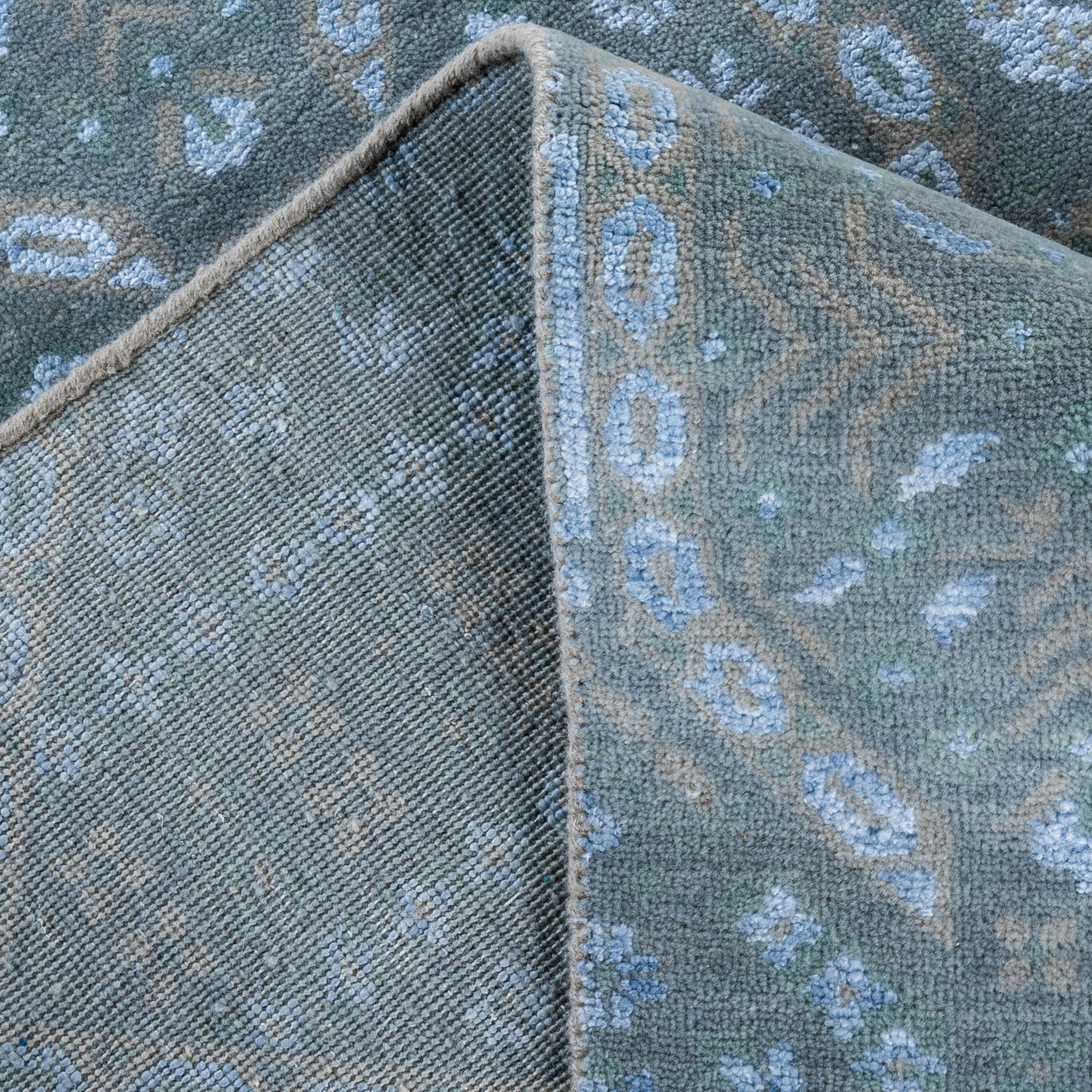 One-of-a-Kind Hand-Knotted Ikat Beige Rug, 9' x 11'10" 6 One-of-a-Kind Hand-Knotted Ikat Beige Rug, 9' x 11'10"