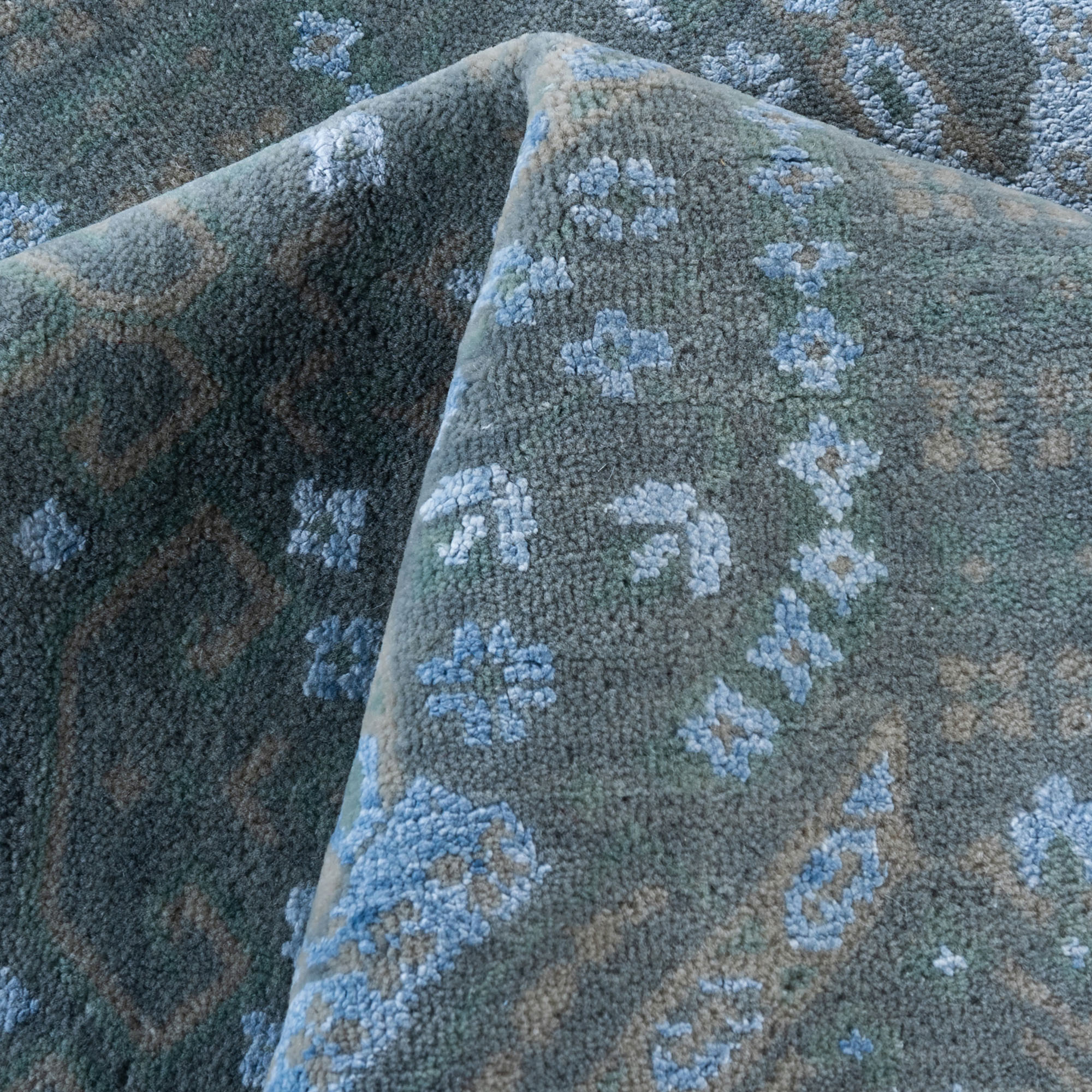 One-of-a-Kind Hand-Knotted Ikat Beige Rug, 9' x 11'10" 7 One-of-a-Kind Hand-Knotted Ikat Beige Rug, 9' x 11'10"