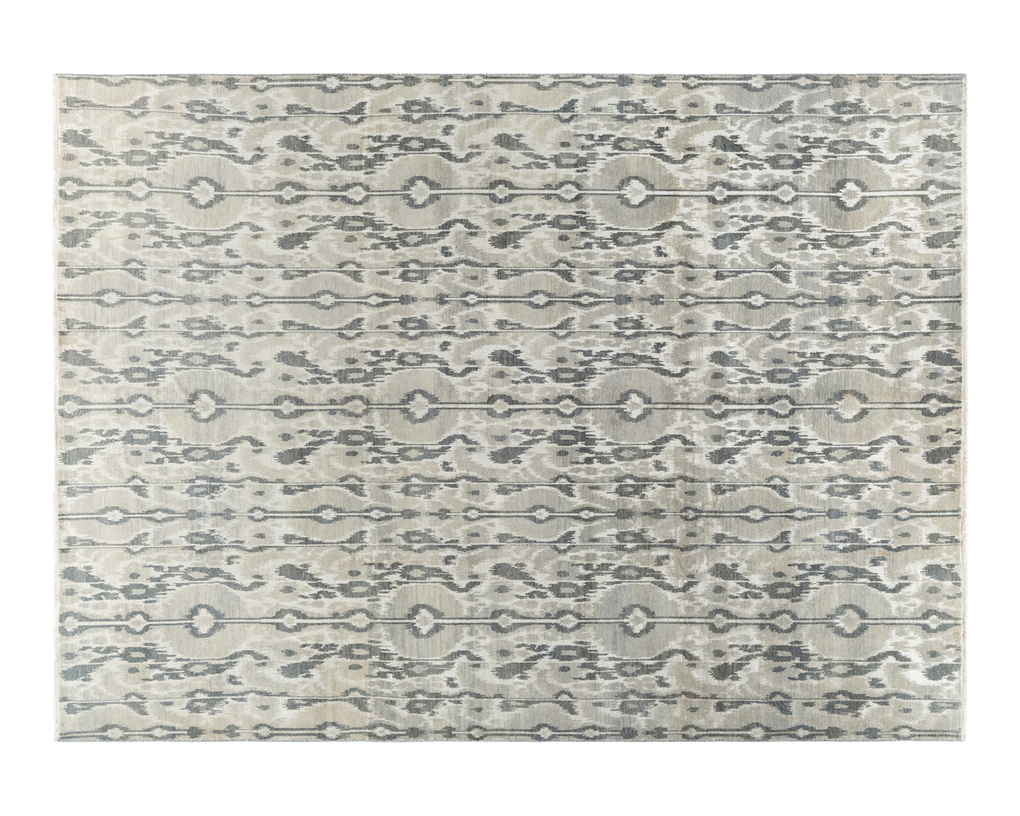 One-of-a-Kind Hand-Knotted Ikat Gray Rug, 8'10" x 11'10" 1 One-of-a-Kind Hand-Knotted Ikat Gray Rug, 8'10" x 11'10"