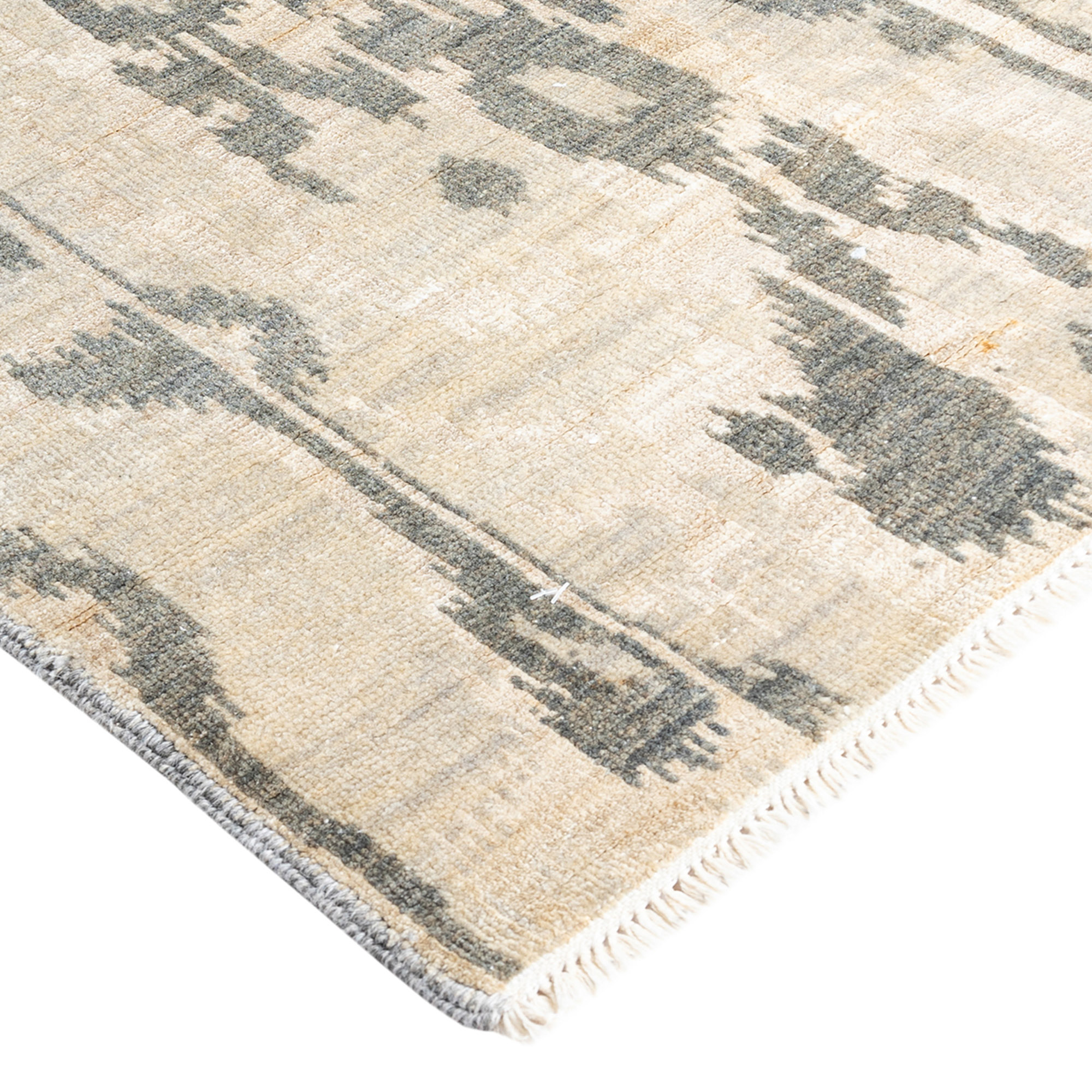One-of-a-Kind Hand-Knotted Ikat Gray Rug, 8'10" x 11'10" 2 One-of-a-Kind Hand-Knotted Ikat Gray Rug, 8'10" x 11'10"