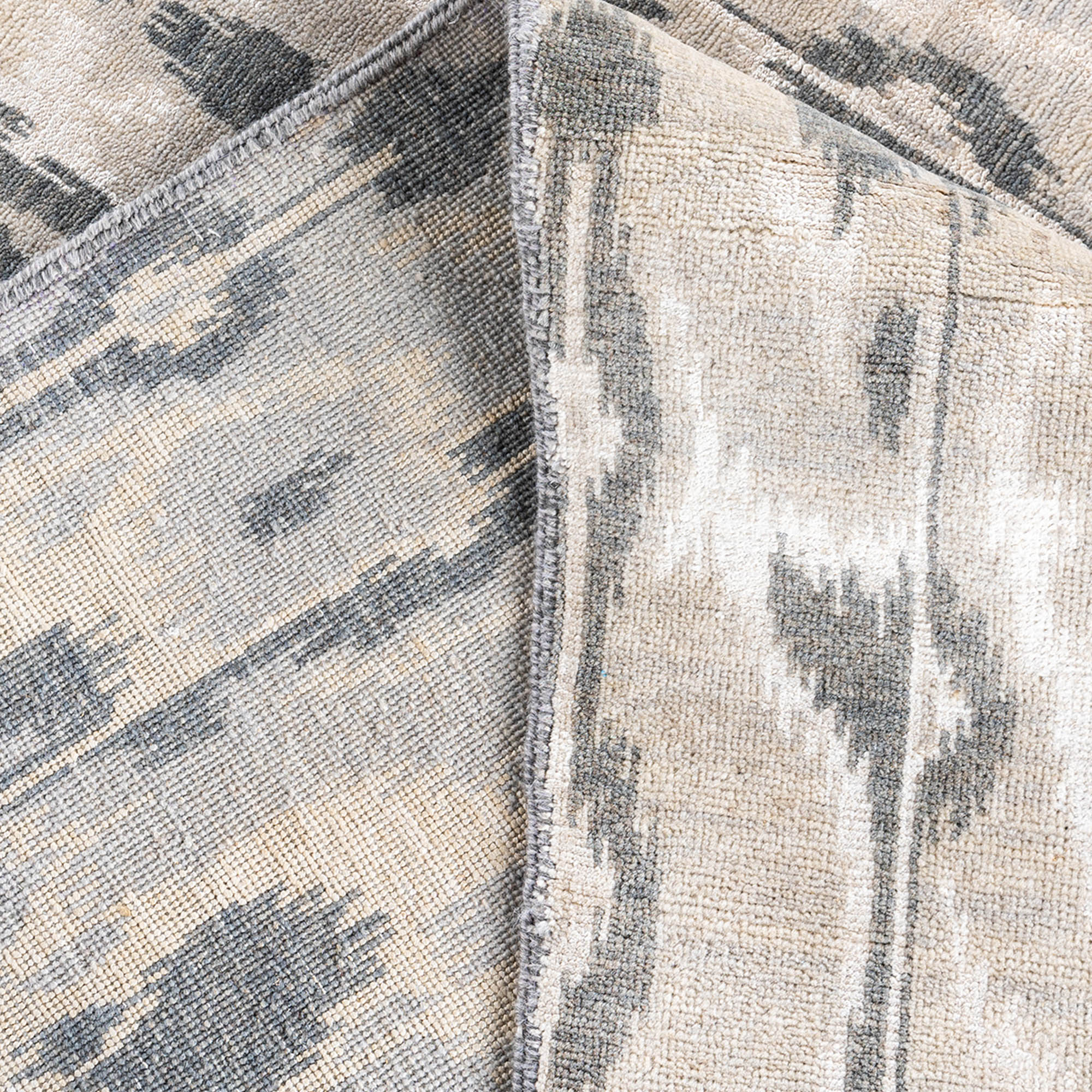 One-of-a-Kind Hand-Knotted Ikat Gray Rug, 8'10" x 11'10" 6 One-of-a-Kind Hand-Knotted Ikat Gray Rug, 8'10" x 11'10"