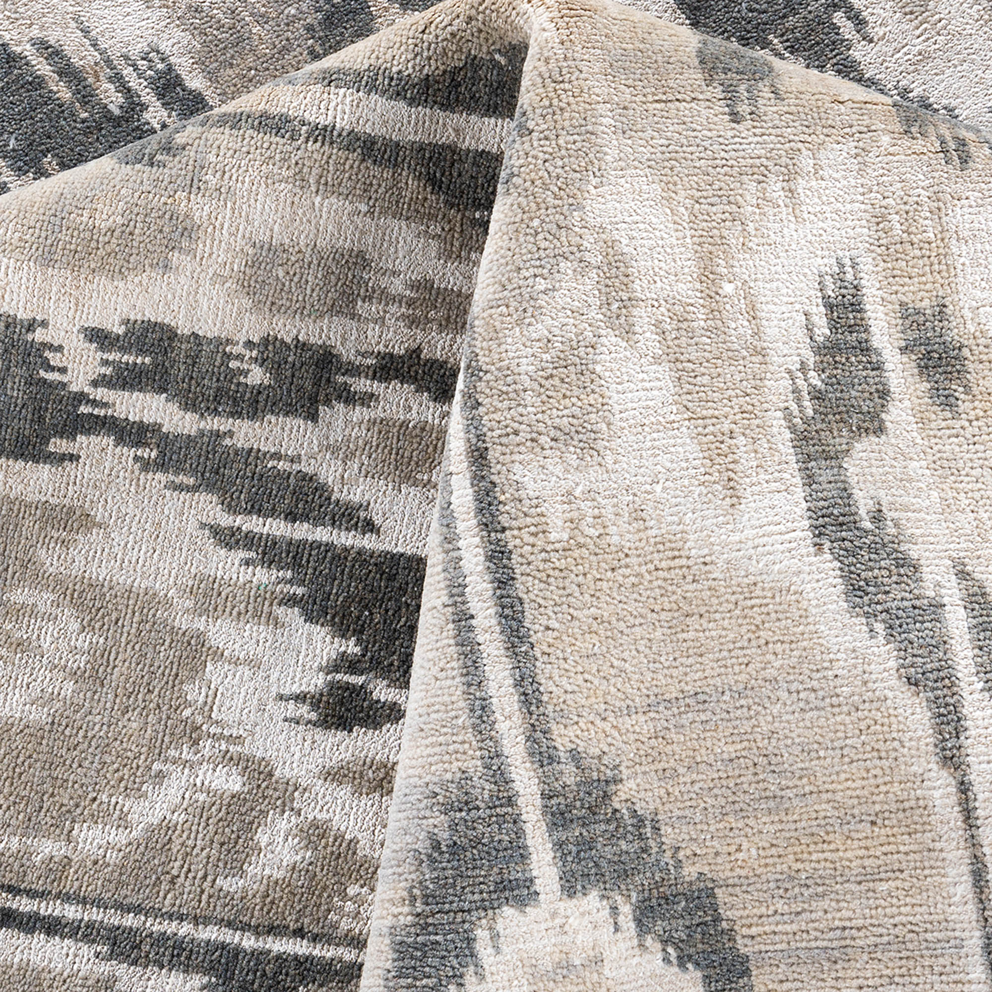One-of-a-Kind Hand-Knotted Ikat Gray Rug, 8'10" x 11'10" 7 One-of-a-Kind Hand-Knotted Ikat Gray Rug, 8'10" x 11'10"