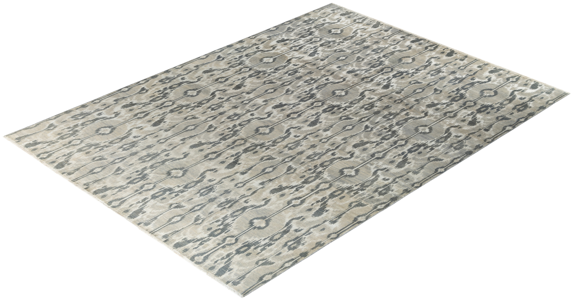 One-of-a-Kind Hand-Knotted Ikat Gray Rug, 8'10" x 11'10" 8 One-of-a-Kind Hand-Knotted Ikat Gray Rug, 8'10" x 11'10"