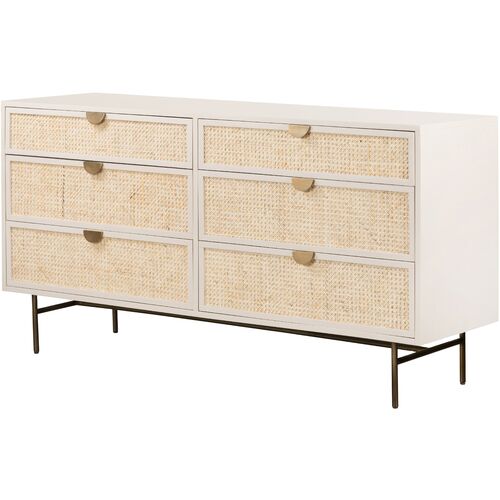 Amora 6-Drawer Dresser, Cane/Alabaster 1 Amora 6-Drawer Dresser, Cane/Alabaster