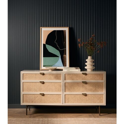 Amora 6-Drawer Dresser, Cane/Alabaster 10 Amora 6-Drawer Dresser, Cane/Alabaster