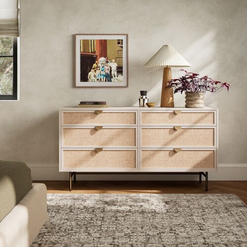 Amora 6-Drawer Dresser, Cane/Alabaster 11 Amora 6-Drawer Dresser, Cane/Alabaster