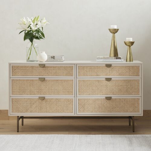 Amora 6-Drawer Dresser, Cane/Alabaster 12 Amora 6-Drawer Dresser, Cane/Alabaster