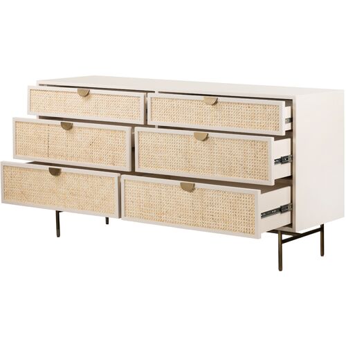 Amora 6-Drawer Dresser, Cane/Alabaster 3 Amora 6-Drawer Dresser, Cane/Alabaster