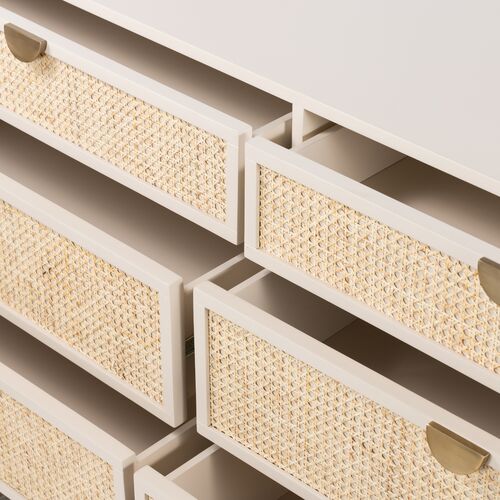 Amora 6-Drawer Dresser, Cane/Alabaster 7 Amora 6-Drawer Dresser, Cane/Alabaster