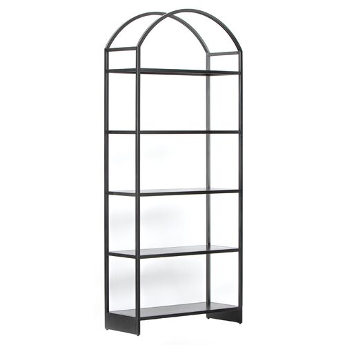 Asher Iron Arched Bookcase, Black