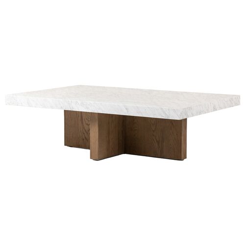 Valentina Rectangular Coffee Table, White Carrara Marble