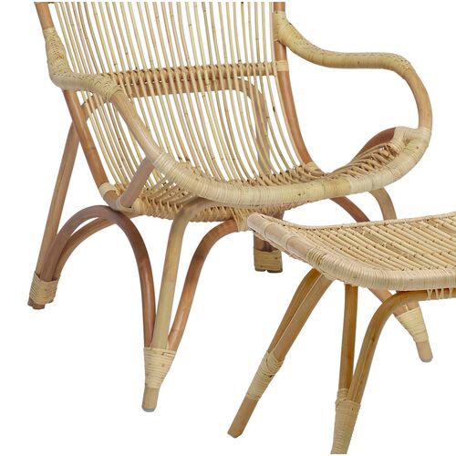Monet Rattan Lounge Chair/Footstool, Natural 2 Monet Rattan Lounge Chair/Footstool, Natural