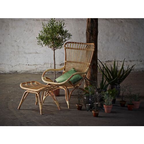 Monet Rattan Lounge Chair/Footstool, Natural 3 Monet Rattan Lounge Chair/Footstool, Natural