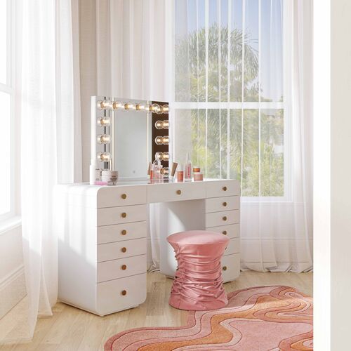 Mason Vanity Desk, White 2 Mason Vanity Desk, White