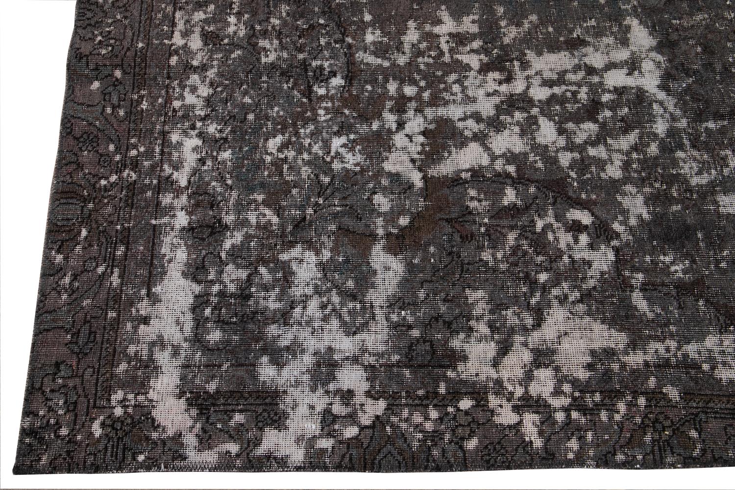 Vintage Allover Gray and Brown Wool Rug 3 Vintage Allover Gray and Brown Wool Rug