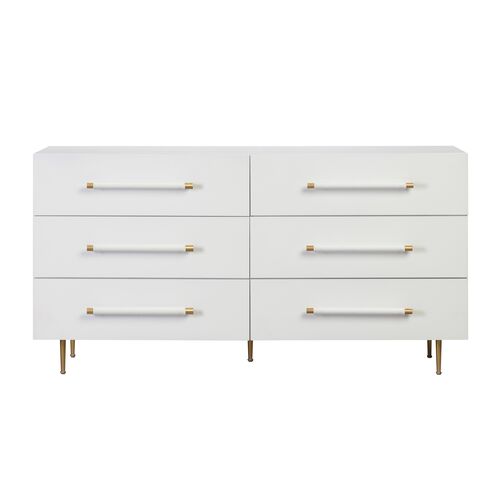 Aria 6-Drawer Dresser, White/Gold 2 Aria 6-Drawer Dresser, White/Gold