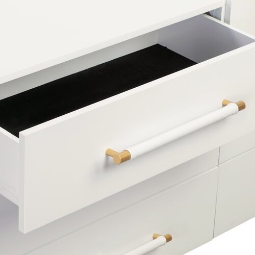 Aria 6-Drawer Dresser, White/Gold 6 Aria 6-Drawer Dresser, White/Gold