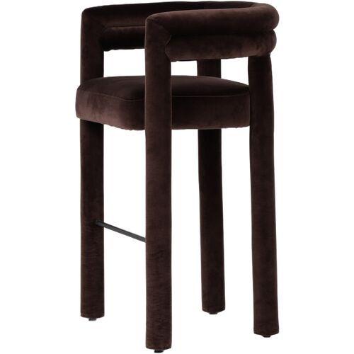 Indigo Bar Stool, Velvet Surrey Cocoa 3 Indigo Bar Stool, Velvet Surrey Cocoa