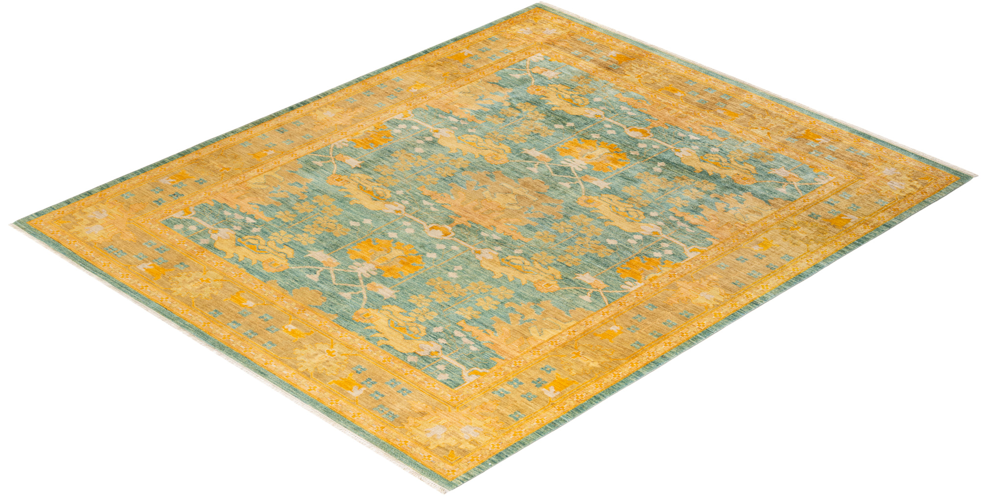One-of-a-Kind Hand-Knotted Green Rug, 8'1" x 9'8" 8 One-of-a-Kind Hand-Knotted Green Rug, 8'1" x 9'8"