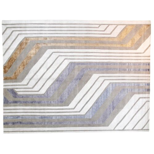 9'x12' Gatsby Handmade Rug, Silver/Gold 1 9'x12' Gatsby Handmade Rug, Silver/Gold