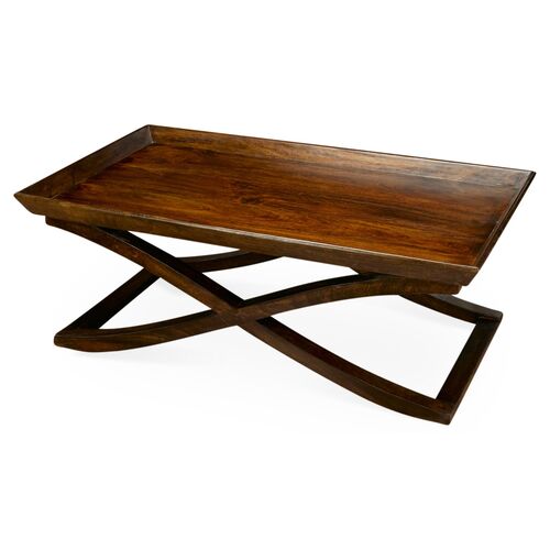 Vesper X-Base Coffee Table, Dark Pecan