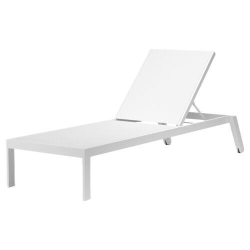 Harlyn Outdoor Aluminum Stackable Chaise Lounge, White