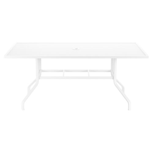 Galtier Outdoor Aluminum 72" Rectangular Dining Table, White 2 Galtier Outdoor Aluminum 72" Rectangular Dining Table, White