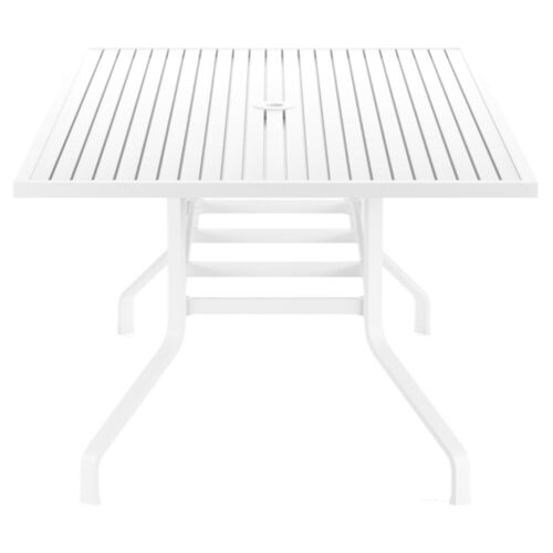 Galtier Outdoor Aluminum 72" Rectangular Dining Table, White 3 Galtier Outdoor Aluminum 72" Rectangular Dining Table, White