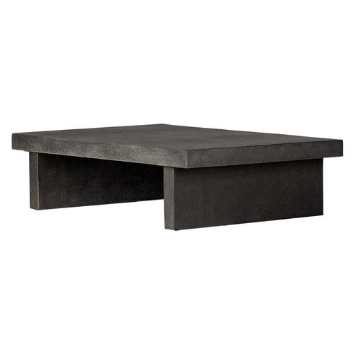 Neve Outdoor Concrete Coffee Table, Distressed Graphite