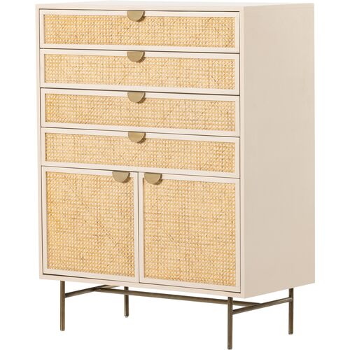 Amora Tall Dresser, Cane/Alabaster