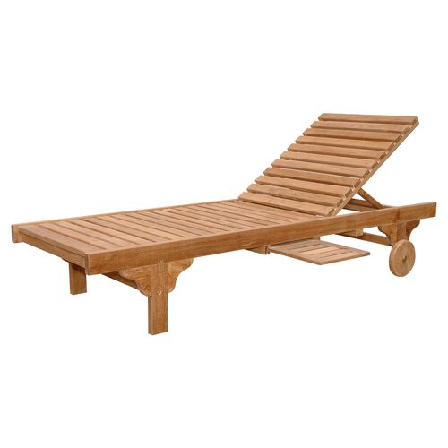 Capri Outdoor Teak Chaise Lounge & Tray, Natural 1 Capri Outdoor Teak Chaise Lounge & Tray, Natural