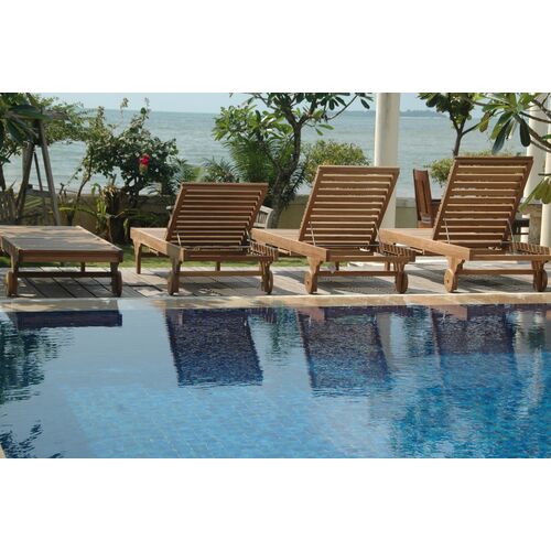 Capri Outdoor Teak Chaise Lounge & Tray, Natural 5 Capri Outdoor Teak Chaise Lounge & Tray, Natural