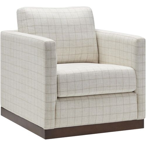 Sagan Linen Plaid Swivel Chair, Brown 1 Sagan Linen Plaid Swivel Chair, Brown