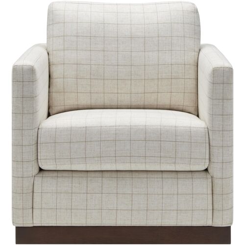 Sagan Linen Plaid Swivel Chair, Brown 2 Sagan Linen Plaid Swivel Chair, Brown