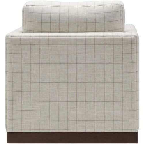 Sagan Linen Plaid Swivel Chair, Brown 3 Sagan Linen Plaid Swivel Chair, Brown