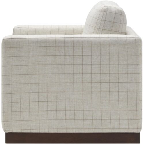 Sagan Linen Plaid Swivel Chair, Brown 7 Sagan Linen Plaid Swivel Chair, Brown