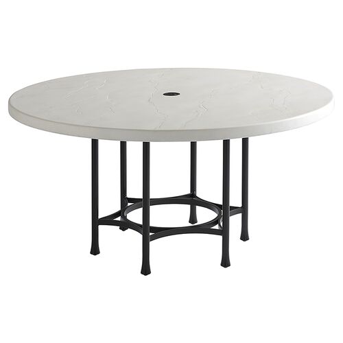 Pavlova Outdoor Round 60" Dining Table, White/Black 1 Pavlova Outdoor Round 60" Dining Table, White/Black