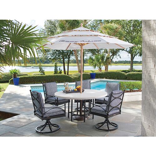 Pavlova Outdoor Round 60" Dining Table, White/Black 2 Pavlova Outdoor Round 60" Dining Table, White/Black