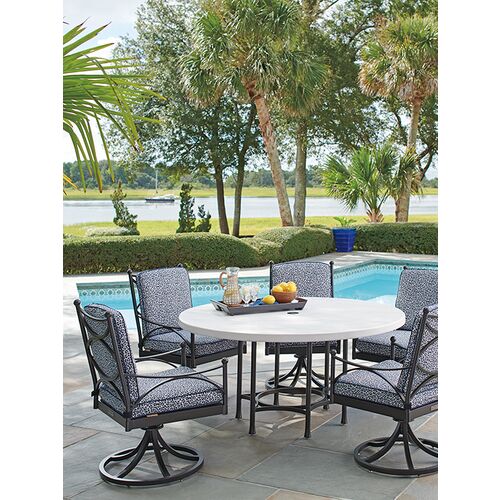Pavlova Outdoor Round 60" Dining Table, White/Black 4 Pavlova Outdoor Round 60" Dining Table, White/Black