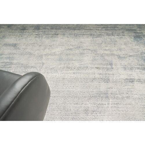Border Hand-Knotted Rug, Blue 3 Border Hand-Knotted Rug, Blue