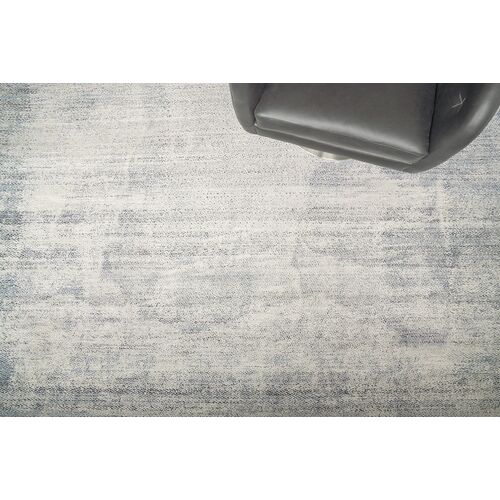 Border Hand-Knotted Rug, Blue 4 Border Hand-Knotted Rug, Blue