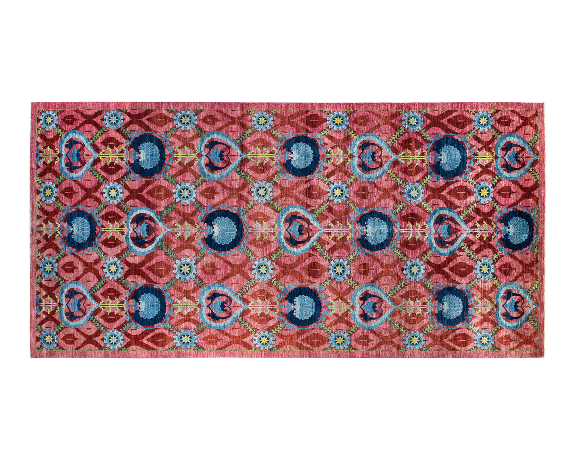One-of-a-Kind Suzani Hand-Knotted Pink Rug, 17'10" x 9' 1 One-of-a-Kind Suzani Hand-Knotted Pink Rug, 17'10" x 9'
