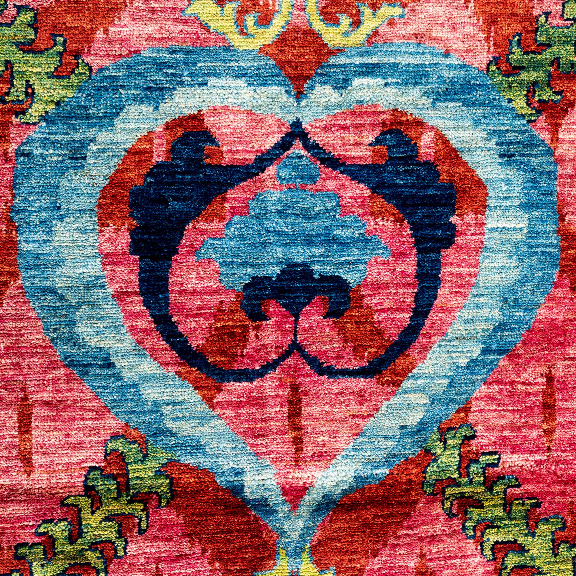 One-of-a-Kind Suzani Hand-Knotted Pink Rug, 17'10" x 9' 3 One-of-a-Kind Suzani Hand-Knotted Pink Rug, 17'10" x 9'