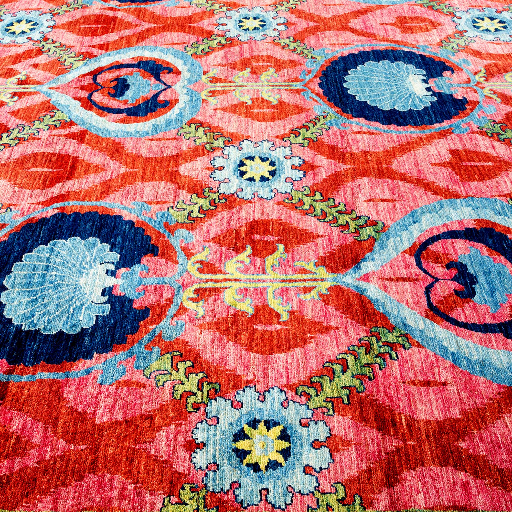 One-of-a-Kind Suzani Hand-Knotted Pink Rug, 17'10" x 9' 4 One-of-a-Kind Suzani Hand-Knotted Pink Rug, 17'10" x 9'