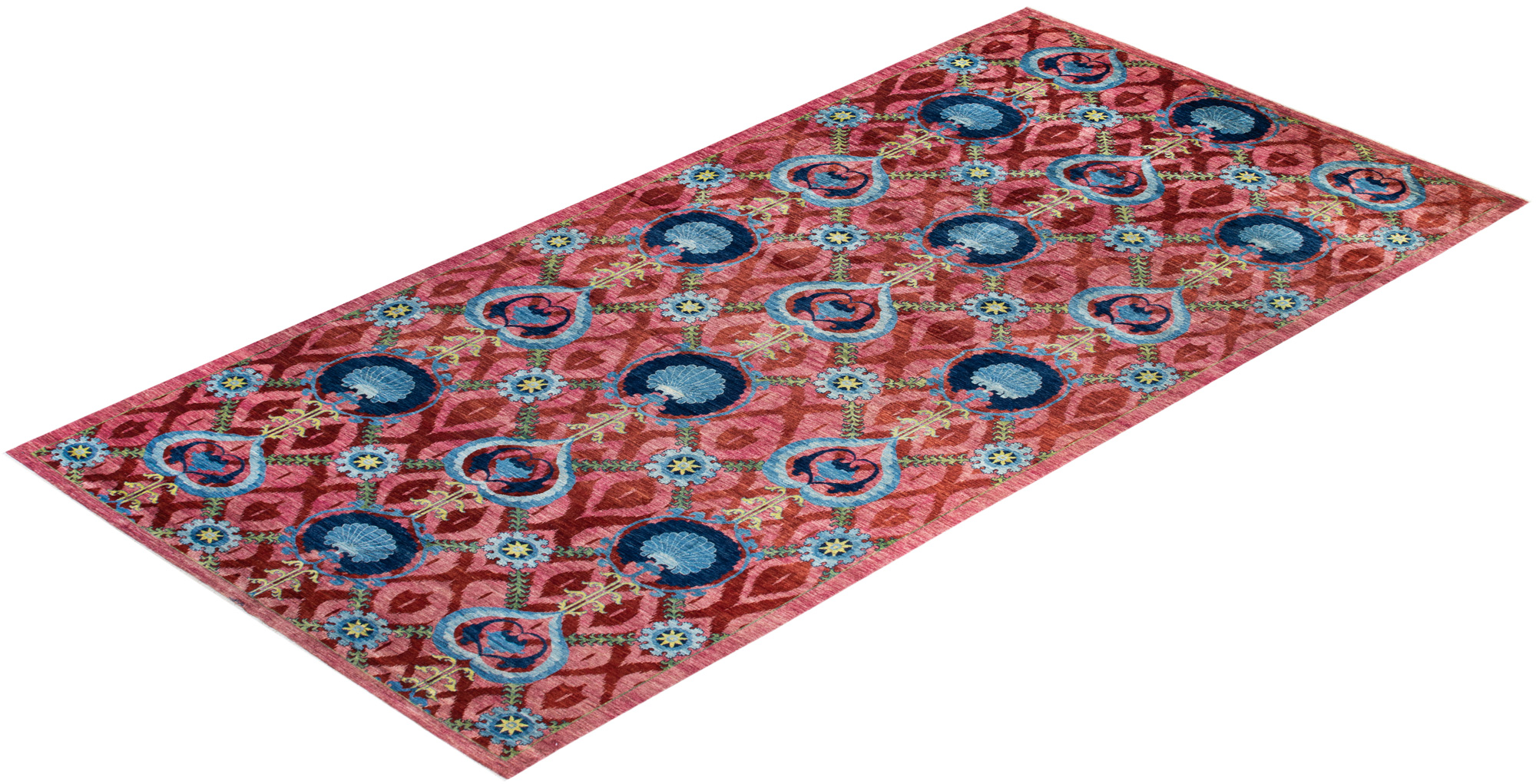 One-of-a-Kind Suzani Hand-Knotted Pink Rug, 17'10" x 9' 8 One-of-a-Kind Suzani Hand-Knotted Pink Rug, 17'10" x 9'