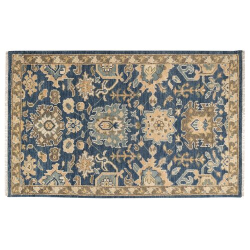Camille Hand Knotted Wool Rug, Navy 1 Camille Hand Knotted Wool Rug, Navy